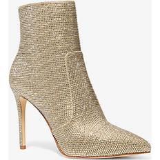 Gold - Women Ankle Boots Michael Kors MK Rue Embellished Glitter Chain-Mesh Ankle Boot Pale Gold