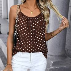 Brown Tank Tops Shein Women's Polka Dot Tank Top