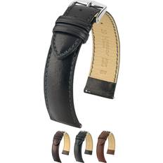 Watch Straps Hirsch Merino Artisan Sheep Leather Black M 16mm Gold Buckle