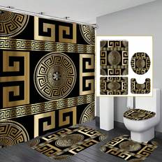 Shein 1pc Pattern Printed Simple Style Shower Curtain Or Mat Bathroom Accessories Waterproof Shower Curtain With 12 Hooks