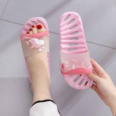 Shein Women'S/Men'S Anti-Slip Cartoon Open Toe Slippers With Hollow Out Design And Soft Massage Sole, Suitable For Indoor Home, Bathroom, Fast-Drying And Od