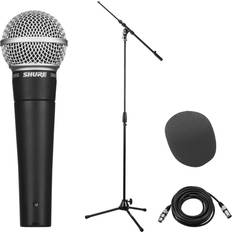 Shure SM58-LC Vocal Microphone with XLR Cable, Microphone Stand, Windscreen