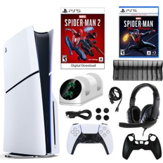 Game Consoles Sony PS5 Spider Man 2 Console with Miles Morales Game and Accessories Kit White White