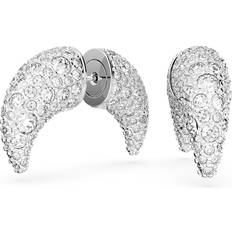 Rodio Pendientes Swarovski Luna stud earrings, Moon, Small, White, Rhodium plated