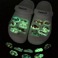 Shoe Charms Shein 10pcs/set Luminous Car Series Shoe Charms for Croc Clog Sandals Shoes Decoration DIY Accessories Croc Charm Glow in the Dark