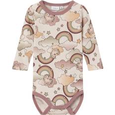 Barnkläder Name It Nbfwillitus Wool LS Body - Moonbeam/Aop