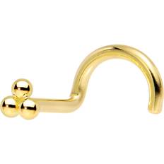 14k Piercings Body Candy 14K Yellow Gold 3mm Trinity Nose Ring Piercing, Gauge LEFT Nostril