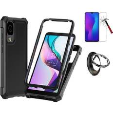 Mobile Phone Cases Phone Case for TCL 30Z/30 LE Full Body TPU Cover Case Ring/ Tempered Glass Black