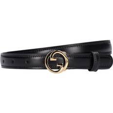 Gucci Women Belts Gucci Womens Black Blondie Brand-plaque Leather Belt