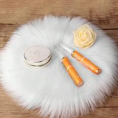 Shein 1pc Solid Color Round Home Decor Floor Mat Fluffy Plush Small Circular Carpet, Nail Furry Vit