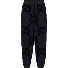 Gucci Men Pants Gucci Gg Flocked Cotton Sweatpants Black