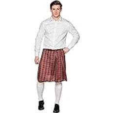 Boland 81224 Schotten-Rock Mr. Tartan, Rot, Kariertes Muster, Kilt, Wickelrock, Herren-Rock, Kostüm, Karneval, Mottoparty