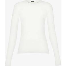 Joseph Womens Ivory Cream Round-neck Stretch-silk Jumper