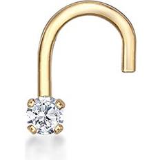 14k Piercings Lavari Jewelers Lila Moon 14k Gold 1.7 mm Diamond Accent Curved Nose Stud, Women's, Yellow