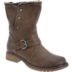 Fold Down Biker Style Ankle Boots Brown