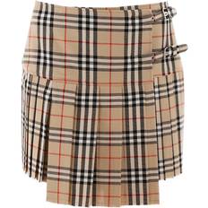 Checkered - Wool Clothing Burberry Minirock Aus Wolle Mit Falten - Neutral