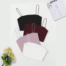 Multicolored Tank Tops Shein 4pcs Solid Color Cropped Camisole Tank Top