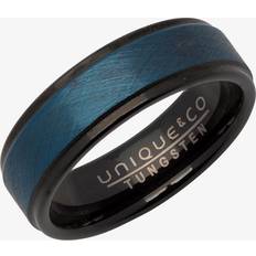 Unique Black Tungsten Carbide Blue 7mm Ring TUR-73-62 Two Colour