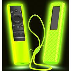 Shein Solar-Powered Tv Remote Control Silicone Protective Case With Glow-In-The-Dark Green Color, Compatible With Samsung