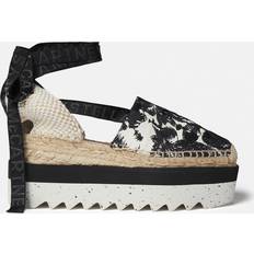 Imiteret læder Espadrillos Stella McCartney Gaia Moth Embroidery Platform Espadrilles, Woman, Black/Ecru, Black/Ecru