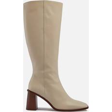 Dame - Hvite Høye støvler ALOHAS East Leather Heeled Knee-High Boots White