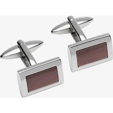 Unique Mens Stainless Steel and Brown-IP Oblong Cufflinks QC-209 Two Colour