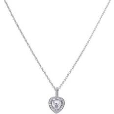 Diamonfire Silver Heart Pave Zirconia Necklace