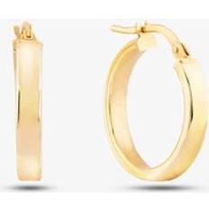 Gold Earrings T.H.Baker 9ct Yellow Gold Plain Flat Hoop Earrings 1.51.0889