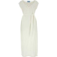 Prada Ivory Linen Dress White