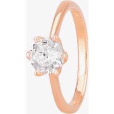 Pink Rings Starbright Rose 6mm Six Claw Round Cubic Zirconia Ring R32276M 3A RGP Rose Gold