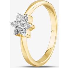 Gold Rings 9ct Yellow Gold Clear Crystal Flower Cluster Ring DIV057-L