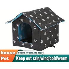 Shein 1 PC Waterproof Cat Nest Cat House Outdoor Warm Cat Nest Detachable And Washable Cat Tent All Seasons Universal,Outdoor