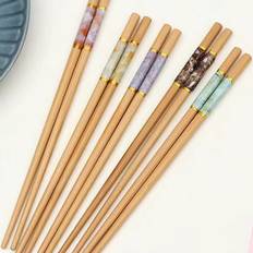 Bamboo Chopsticks Shein 5 Pairs Marble Pattern Bamboo Set Chopsticks