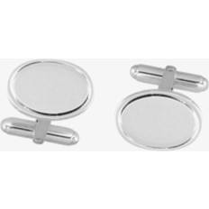 Men - Silver Cufflinks Sterling Silver Oval Edged Toggle Cufflinks LH42 T/L