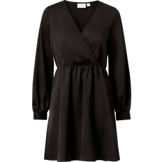 Dame - Midikjoler Vila Kjole viEllette Wrap L/S Dress Svart