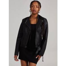 Faux Leather Biker Jacket Black