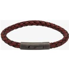 Unique Stainless Steel Gunmetal Red Leather Bracelet B425ARE/21CM