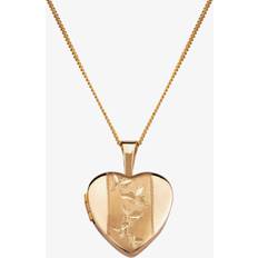 Jewellery T.H.Baker 9ct 18x12xm Etched Butterflies Heart Locket 1.65.2081 Gold