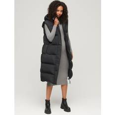 Lang Vesten Superdry Longe Pufferbodywarmer - Zwart