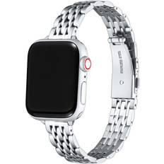 Steel Smartwatch Strap The Posh Tech Rainey Skinny Silver Link Band 2