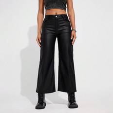 Shein Leather Jeans Shein Solid Color Pu Leather Jeans