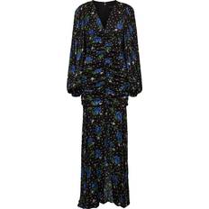 Guld - Långa klänningar ROTATE Birger Christensen Satin Maxi Vneck Dress Dam Maxiklänningar