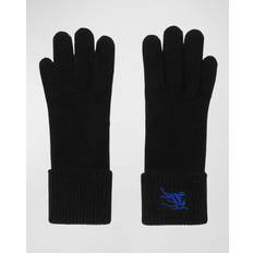 Burberry Damen Handschuhe & Fäustlinge Burberry Womens Black Logo-embroidered Ribbed-cuff Cashmere-blend Gloves