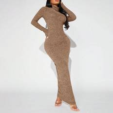 Shein Klänningar Shein Turtleneck Long Sleeve Slim Fit Dress