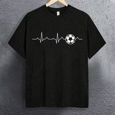 Shein Boys' Soccer Pattern Short Sleeve T-Shirt For Big Kids