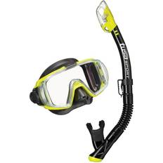 Snorkel Sets tusa Sport Adult Visio Tri-Ex Black Series Mask and Dry Snorkel Combo Black/Yellow