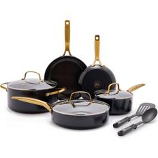 Stoneware Cookware Sets Blue Diamond Gold Edition Cookware Set with lid 10 Parts