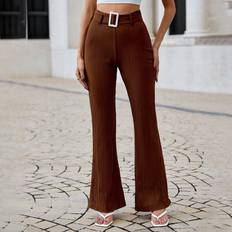 Shein Hosen Shein Solid Color Flare Pants With Belt