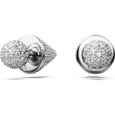 Swarovski Luna stud earrings, Moon, White, Rhodium plated