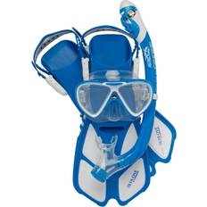 Snorkel Sets Cressi Youth Mini Bonete Pro Dry Snorkeling Set, Kids, L/XL, Blue/White